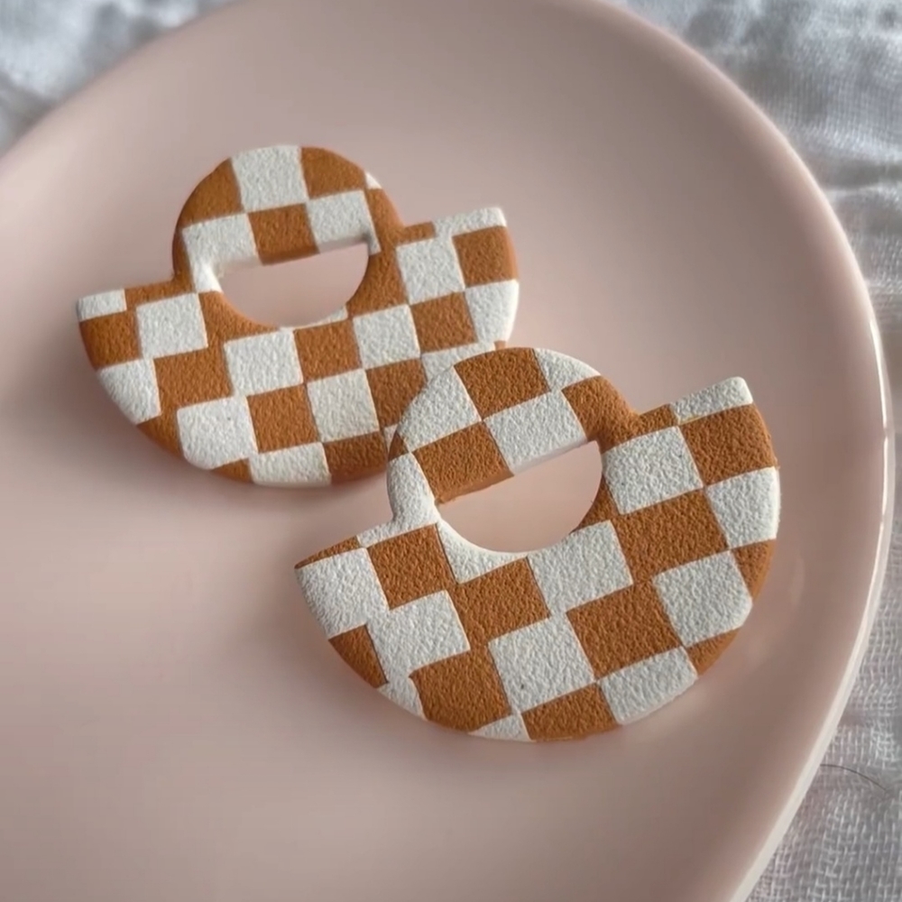 Polymer Clay Checkered Earrings